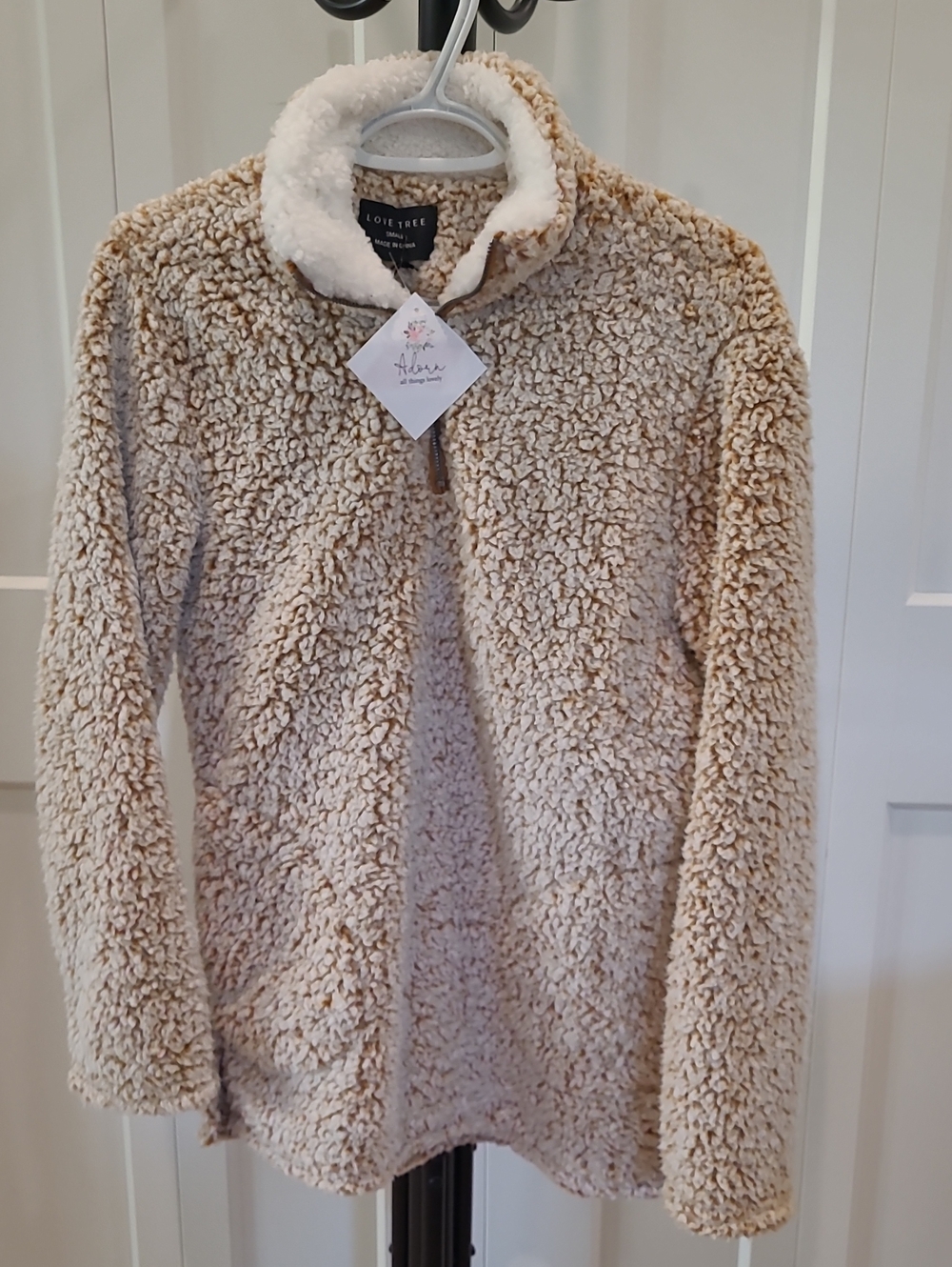 Love Tree Cream Sherpa Half-Zip Teddy Jacket NWT